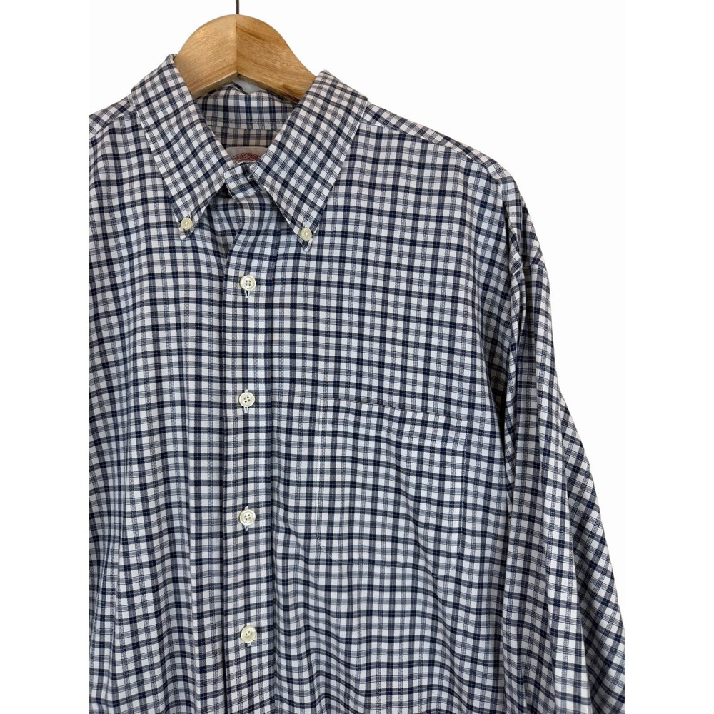 Brooks Brothers Mens Plaid Button Down Original Polo Shirt Size L Preppy Non Iro